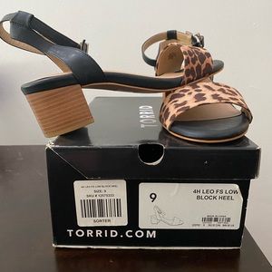 Torrid Leopard Print Low Block Heel Ankle Strap Size 9 regular but runs wide.
